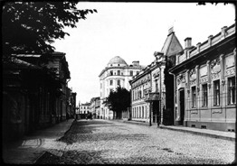 Денежный переулок в сторону Арбата, начало XX века. Из коллекции Э.В. Готье-Дюфайе.