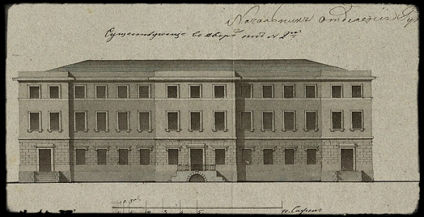 Фасад главного дома после перестройки, 1836 год.