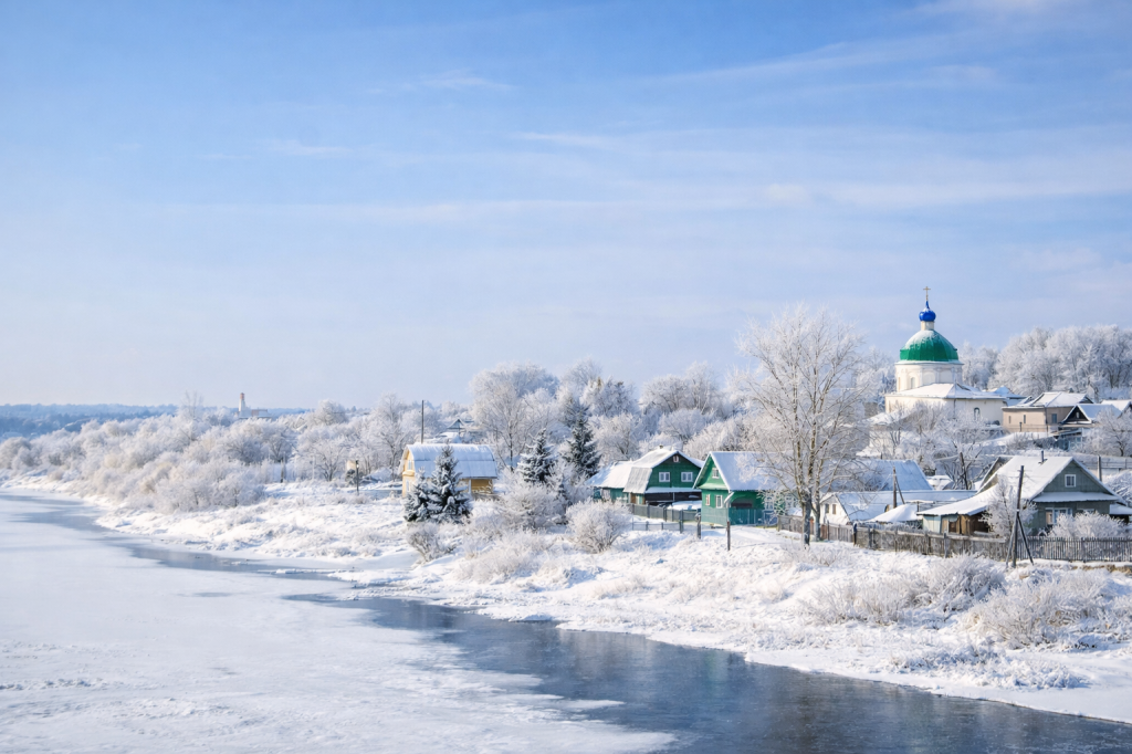 Село Медное зимой, фото П. Иванова